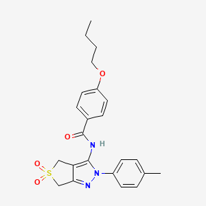 4-butoxy-N-(5,5-dioxido-2-(p-tolyl)-4,6-dihydro-2H-thieno[3,4-c]pyrazol-3-yl)benzamide