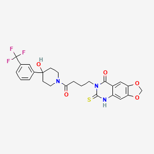 molecular formula C25H24F3N3O5S B11212409 7-(4-(4-hydroxy-4-(3-(trifluoromethyl)phenyl)piperidin-1-yl)-4-oxobutyl)-6-thioxo-6,7-dihydro-[1,3]dioxolo[4,5-g]quinazolin-8(5H)-one 