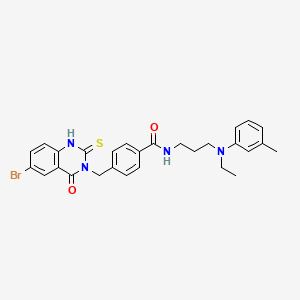 molecular formula C28H29BrN4O2S B11212442 4-[(6-bromo-4-oxo-2-sulfanylidene-1H-quinazolin-3-yl)methyl]-N-[3-(N-ethyl-3-methylanilino)propyl]benzamide 