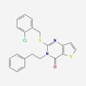 2-[(2-chlorobenzyl)sulfanyl]-3-(2-phenylethyl)thieno[3,2-d]pyrimidin-4(3H)-one