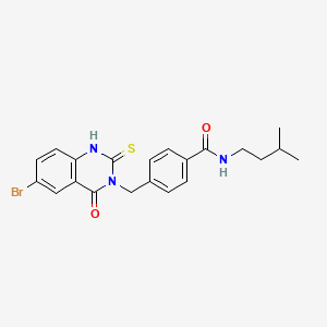 molecular formula C21H22BrN3O2S B11212452 4-[(6-bromo-4-oxo-2-sulfanylidene-1H-quinazolin-3-yl)methyl]-N-(3-methylbutyl)benzamide 