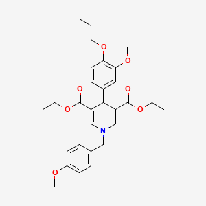 molecular formula C29H35NO7 B11212458 Diethyl 1-(4-methoxybenzyl)-4-(3-methoxy-4-propoxyphenyl)-1,4-dihydropyridine-3,5-dicarboxylate 