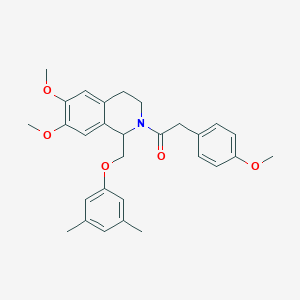 molecular formula C29H33NO5 B11212478 1-(1-((3,5-dimethylphenoxy)methyl)-6,7-dimethoxy-3,4-dihydroisoquinolin-2(1H)-yl)-2-(4-methoxyphenyl)ethanone 