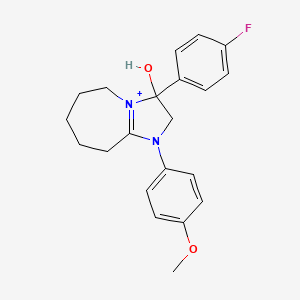 3-(4-fluorophenyl)-3-hydroxy-1-(4-methoxyphenyl)-2,5,6,7,8,9-hexahydro-3H-imidazo[1,2-a]azepin-1-ium