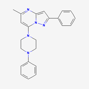 molecular formula C23H23N5 B11212523 Pyrazolo[1,5-a]pyrimidine, 5-methyl-2-phenyl-7-(4-phenyl-1-piperazinyl)- CAS No. 137739-33-4