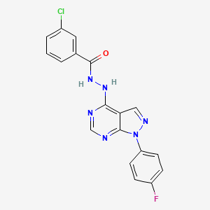 3-chloro-N'-[1-(4-fluorophenyl)-1H-pyrazolo[3,4-d]pyrimidin-4-yl]benzohydrazide