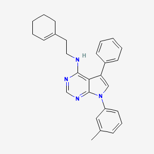 molecular formula C27H28N4 B11212538 N-[2-(cyclohex-1-en-1-yl)ethyl]-7-(3-methylphenyl)-5-phenyl-7H-pyrrolo[2,3-d]pyrimidin-4-amine 