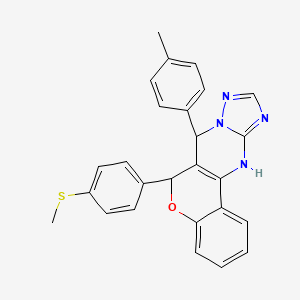 molecular formula C26H22N4OS B11212555 7-(4-Methylphenyl)-6-[4-(methylsulfanyl)phenyl]-7,12-dihydro-6H-chromeno[4,3-D][1,2,4]triazolo[1,5-A]pyrimidine 