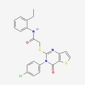 2-{[3-(4-chlorophenyl)-4-oxo-3,4-dihydrothieno[3,2-d]pyrimidin-2-yl]sulfanyl}-N-(2-ethylphenyl)acetamide