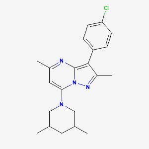 molecular formula C21H25ClN4 B11212573 3-(4-Chlorophenyl)-7-(3,5-dimethylpiperidin-1-yl)-2,5-dimethylpyrazolo[1,5-a]pyrimidine 