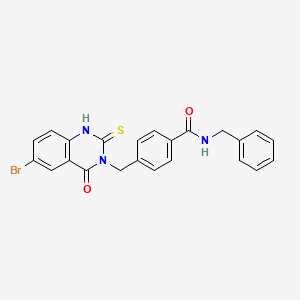 N-benzyl-4-[(6-bromo-4-oxo-2-sulfanylidene-1H-quinazolin-3-yl)methyl]benzamide