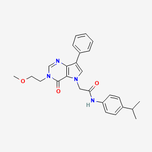 molecular formula C26H28N4O3 B11212603 2-[3-(2-methoxyethyl)-4-oxo-7-phenyl-3,4-dihydro-5H-pyrrolo[3,2-d]pyrimidin-5-yl]-N-[4-(propan-2-yl)phenyl]acetamide 