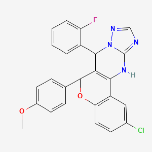 molecular formula C25H18ClFN4O2 B11212623 2-chloro-7-(2-fluorophenyl)-6-(4-methoxyphenyl)-7,12-dihydro-6H-chromeno[4,3-d][1,2,4]triazolo[1,5-a]pyrimidine 