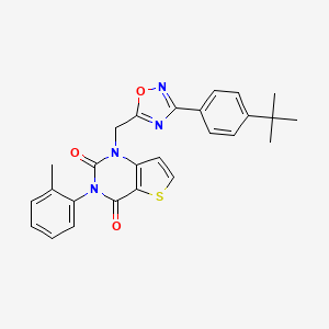 molecular formula C26H24N4O3S B11212636 1-((3-(4-(tert-butyl)phenyl)-1,2,4-oxadiazol-5-yl)methyl)-3-(o-tolyl)thieno[3,2-d]pyrimidine-2,4(1H,3H)-dione 