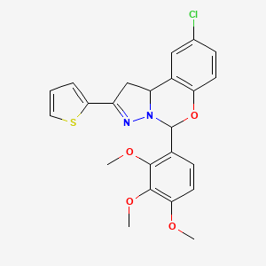 9-Chloro-2-(thiophen-2-yl)-5-(2,3,4-trimethoxyphenyl)-1,10b-dihydropyrazolo[1,5-c][1,3]benzoxazine