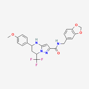 N-(1,3-benzodioxol-5-ylmethyl)-5-(4-methoxyphenyl)-7-(trifluoromethyl)-4,5,6,7-tetrahydropyrazolo[1,5-a]pyrimidine-2-carboxamide