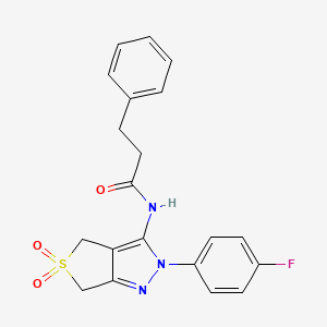 N-(2-(4-fluorophenyl)-5,5-dioxido-4,6-dihydro-2H-thieno[3,4-c]pyrazol-3-yl)-3-phenylpropanamide