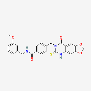 molecular formula C25H21N3O5S B11212780 N-[(3-methoxyphenyl)methyl]-4-[(8-oxo-6-sulfanylidene-5H-[1,3]dioxolo[4,5-g]quinazolin-7-yl)methyl]benzamide 