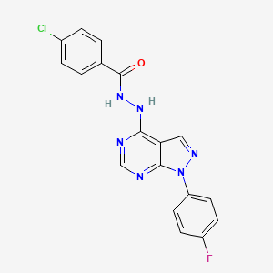 4-chloro-N'-[1-(4-fluorophenyl)-1H-pyrazolo[3,4-d]pyrimidin-4-yl]benzohydrazide