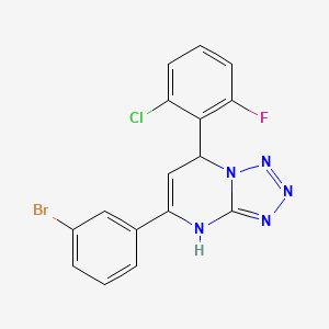 molecular formula C16H10BrClFN5 B11212797 5-(3-Bromophenyl)-7-(2-chloro-6-fluorophenyl)-4,7-dihydrotetrazolo[1,5-a]pyrimidine 