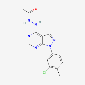 molecular formula C14H13ClN6O B11212817 N'-[1-(3-chloro-4-methylphenyl)-1H-pyrazolo[3,4-d]pyrimidin-4-yl]acetohydrazide 