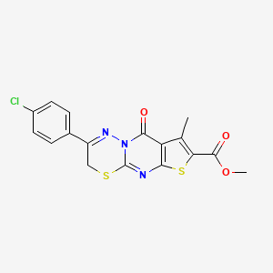 methyl 12-(4-chlorophenyl)-4-methyl-2-oxo-6,10-dithia-1,8,13-triazatricyclo[7.4.0.03,7]trideca-3(7),4,8,12-tetraene-5-carboxylate