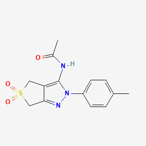 molecular formula C14H15N3O3S B11212844 N-[2-(4-methylphenyl)-5,5-dioxido-2,6-dihydro-4H-thieno[3,4-c]pyrazol-3-yl]acetamide 