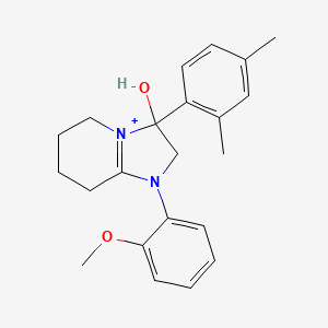 molecular formula C22H27N2O2+ B11212908 3-(2,4-Dimethylphenyl)-3-hydroxy-1-(2-methoxyphenyl)-2,3,5,6,7,8-hexahydroimidazo[1,2-a]pyridin-1-ium 