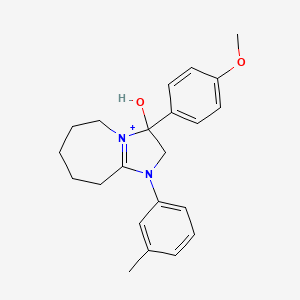 molecular formula C22H27N2O2+ B11212923 3-hydroxy-3-(4-methoxyphenyl)-1-(3-methylphenyl)-2,5,6,7,8,9-hexahydro-3H-imidazo[1,2-a]azepin-1-ium 