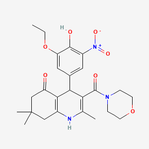 molecular formula C25H31N3O7 B11212933 4-(3-ethoxy-4-hydroxy-5-nitrophenyl)-2,7,7-trimethyl-3-(morpholin-4-ylcarbonyl)-4,6,7,8-tetrahydroquinolin-5(1H)-one 