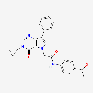 molecular formula C25H22N4O3 B11212941 N-(4-acetylphenyl)-2-(3-cyclopropyl-4-oxo-7-phenyl-3,4-dihydro-5H-pyrrolo[3,2-d]pyrimidin-5-yl)acetamide 