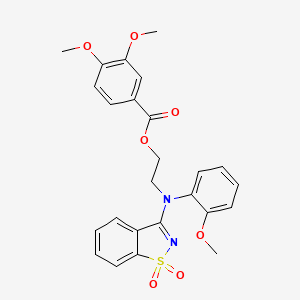 molecular formula C25H24N2O7S B11212955 2-[(1,1-Dioxido-1,2-benzothiazol-3-yl)(2-methoxyphenyl)amino]ethyl 3,4-dimethoxybenzoate 