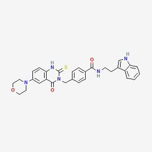 molecular formula C30H29N5O3S B11213032 N-[2-(1H-indol-3-yl)ethyl]-4-[(6-morpholin-4-yl-4-oxo-2-sulfanylidene-1H-quinazolin-3-yl)methyl]benzamide 