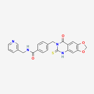 molecular formula C23H18N4O4S B11213033 4-[(8-oxo-6-sulfanylidene-5H-[1,3]dioxolo[4,5-g]quinazolin-7-yl)methyl]-N-(pyridin-3-ylmethyl)benzamide 