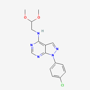 molecular formula C15H16ClN5O2 B11213046 1-(4-chlorophenyl)-N-(2,2-dimethoxyethyl)pyrazolo[3,4-d]pyrimidin-4-amine 