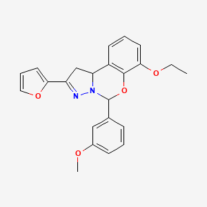 molecular formula C23H22N2O4 B11213048 7-Ethoxy-2-(furan-2-yl)-5-(3-methoxyphenyl)-1,10b-dihydropyrazolo[1,5-c][1,3]benzoxazine 