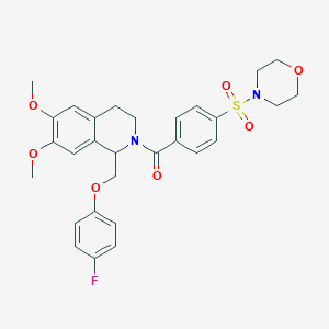 molecular formula C29H31FN2O7S B11213058 (1-((4-fluorophenoxy)methyl)-6,7-dimethoxy-3,4-dihydroisoquinolin-2(1H)-yl)(4-(morpholinosulfonyl)phenyl)methanone 