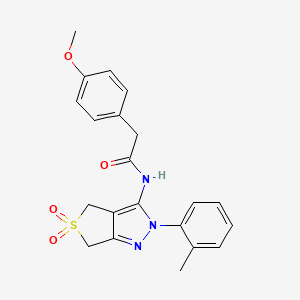 molecular formula C21H21N3O4S B11213061 N-(5,5-dioxido-2-(o-tolyl)-4,6-dihydro-2H-thieno[3,4-c]pyrazol-3-yl)-2-(4-methoxyphenyl)acetamide 