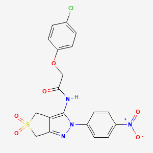 2-(4-chlorophenoxy)-N-(2-(4-nitrophenyl)-5,5-dioxido-4,6-dihydro-2H-thieno[3,4-c]pyrazol-3-yl)acetamide