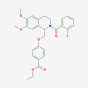 Ethyl 4-((2-(2-fluorobenzoyl)-6,7-dimethoxy-1,2,3,4-tetrahydroisoquinolin-1-yl)methoxy)benzoate