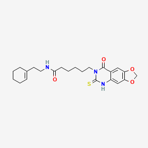 N-(2-(cyclohex-1-en-1-yl)ethyl)-6-(8-oxo-6-thioxo-5,6-dihydro-[1,3]dioxolo[4,5-g]quinazolin-7(8H)-yl)hexanamide