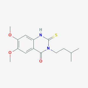 molecular formula C15H20N2O3S B11213178 6,7-dimethoxy-3-(3-methylbutyl)-2-sulfanylquinazolin-4(3H)-one 