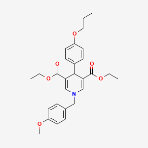 molecular formula C28H33NO6 B11213181 Diethyl 1-(4-methoxybenzyl)-4-(4-propoxyphenyl)-1,4-dihydropyridine-3,5-dicarboxylate 