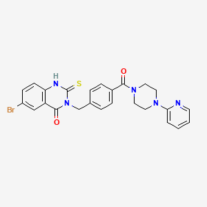 molecular formula C25H22BrN5O2S B11213185 6-bromo-3-[[4-(4-pyridin-2-ylpiperazine-1-carbonyl)phenyl]methyl]-2-sulfanylidene-1H-quinazolin-4-one 