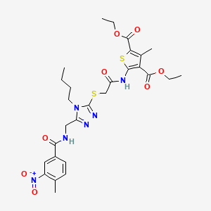 diethyl 5-(2-((4-butyl-5-((4-methyl-3-nitrobenzamido)methyl)-4H-1,2,4-triazol-3-yl)thio)acetamido)-3-methylthiophene-2,4-dicarboxylate