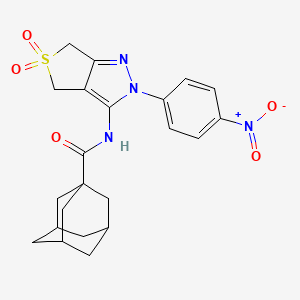 molecular formula C22H24N4O5S B11213195 N-[2-(4-Nitrophenyl)-5,5-dioxido-2,6-dihydro-4H-thieno[3,4-C]pyrazol-3-YL]-1-adamantanecarboxamide 