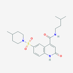 N-(3-methylbutyl)-6-[(4-methylpiperidin-1-yl)sulfonyl]-2-oxo-1,2-dihydroquinoline-4-carboxamide