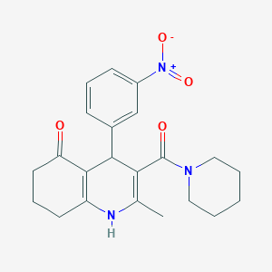 molecular formula C22H25N3O4 B11213217 2-methyl-4-(3-nitrophenyl)-3-(piperidin-1-ylcarbonyl)-4,6,7,8-tetrahydroquinolin-5(1H)-one 