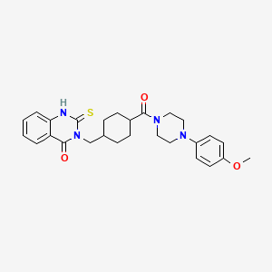 molecular formula C27H32N4O3S B11213234 3-[(4-{[4-(4-methoxyphenyl)piperazin-1-yl]carbonyl}cyclohexyl)methyl]-2-thioxo-2,3-dihydroquinazolin-4(1H)-one 