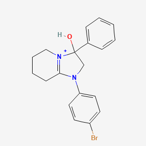 molecular formula C19H20BrN2O+ B11213238 1-(4-Bromophenyl)-3-hydroxy-3-phenyl-2,3,5,6,7,8-hexahydroimidazo[1,2-a]pyridin-1-ium 